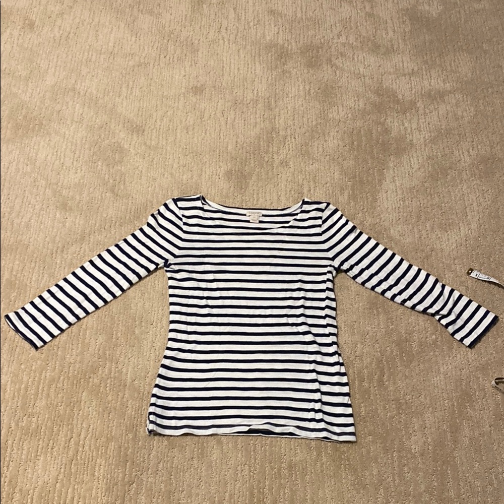 Striped Navy blue and White 3/4 Sleeve Top